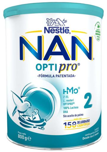 Fortsättningsmjölk för spädbarn Nan Optipro 2 på 800 gr