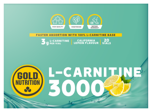 GoldNutrition L-karnitin 3000 mg citron 20 injektionsflaskor