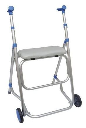 Rollator i aluminium, hjul, sits