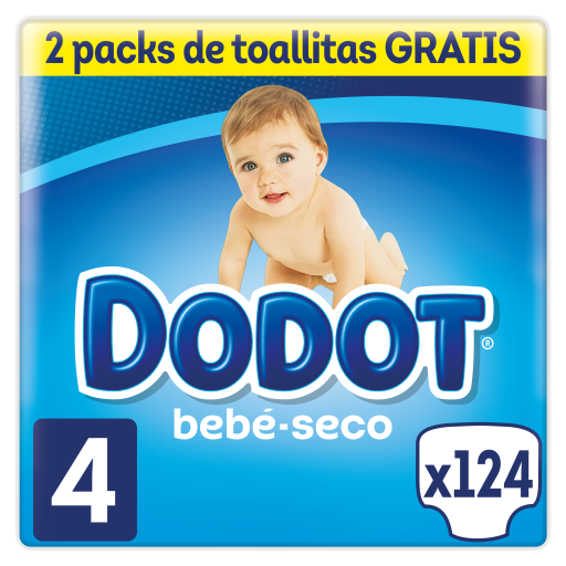 Torra babystorlek 4 med 124 enheter fr&aring;n 8 till 14 kg + 128 v&aring;tservetter