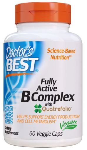 Fullt aktivt B-komplex med Quatrefolic 60 cápsulas vegetarianas