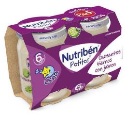 Nutrib&eacute;n Bipack Middag barnmat med mjuka &auml;rtor och skinka 2x190 gr
