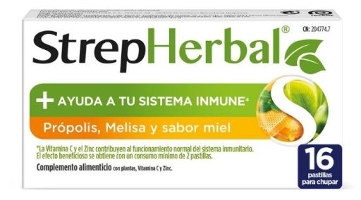 StrepHerbal Propolis och citronmeliss honungssmak 16 sugtabletter