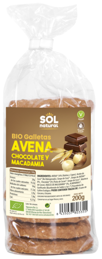 Sol Natural Ekologiska choklad-macadamia-havregrynskakor 200 gr