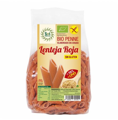 Sol Natural Pennepasta med r&ouml;da linser och ekologiskt glutenfritt linfr&ouml; 250 g