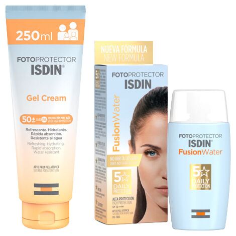Isdin Solkr&auml;m Gel Cream SPF 50+ 250 ml + Fusion Water SPF 50 50 ml