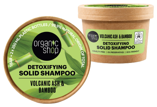 Organic Shop Volcanic Ash and Bamboo Detoxifying Solid Shampoo 60 gr