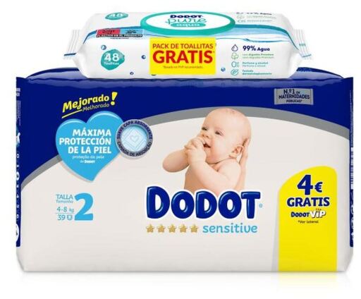Sensitive Pack blöjor storlek 2 från 4 till 8 kg + våtservetter