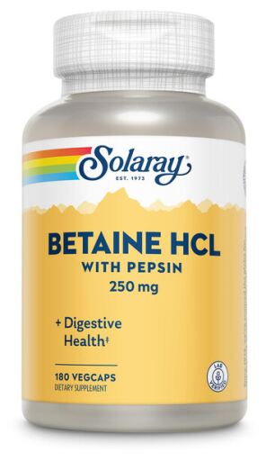 Solaray Betainhydroklorid Pepsin 250 mg 180 kapslar