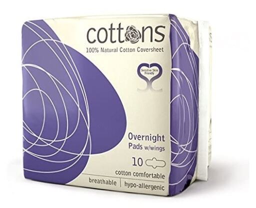 Cottons Organic Nattbindor med vingar 100 % bomull 10 st