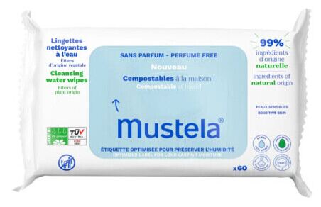 Mustela Bomullsvattenservetter 60 enheter