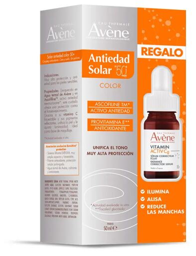 Av&egrave;ne Anti-aging solskyddsmedel med f&auml;rgad SPF 50 50 ml + serum 10 ml