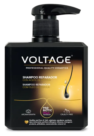 Voltage Cosmetics Prebiotisk h&aring;rteknologi reparerande schampo med marulaolja 500 ml