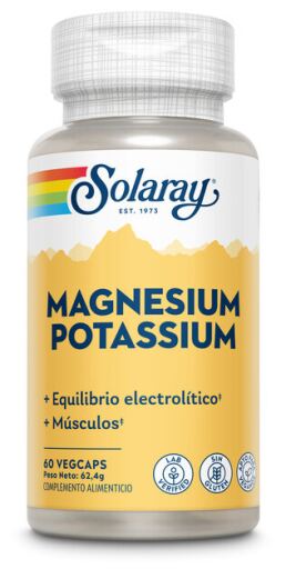 Solaray Magnesium Kalium 60 Vegetariska Kapslar
