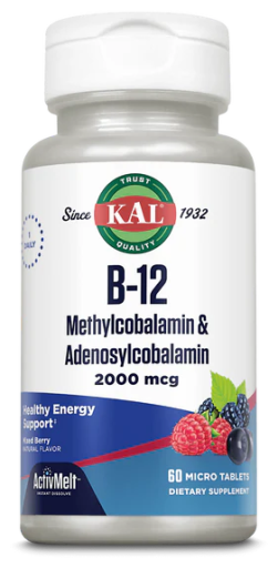 B12 Metylkobalamin och Adenosylkobalamin 2000 mcg 60 mikrotabletter
