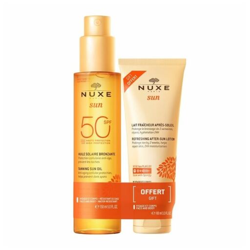 Nuxe Solbr&auml;nnaolja SPF 50 150 ml + After Sun-mj&ouml;lk 100 ml