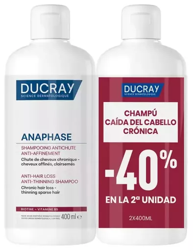 Ducray Anaphase schampo mot h&aring;ravfall och h&aring;ravfall, f&ouml;rpackning 2 x 400 ml