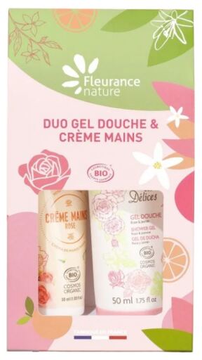 Fleurance Nature Duo Gel Douche et Cr&egrave;me Mains Rose 2 delar