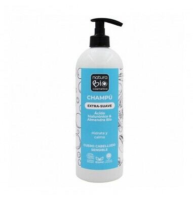 NaturaBIO Cosmetics Extra milt schampo med hyaluronsyra och mandlar 740 ml